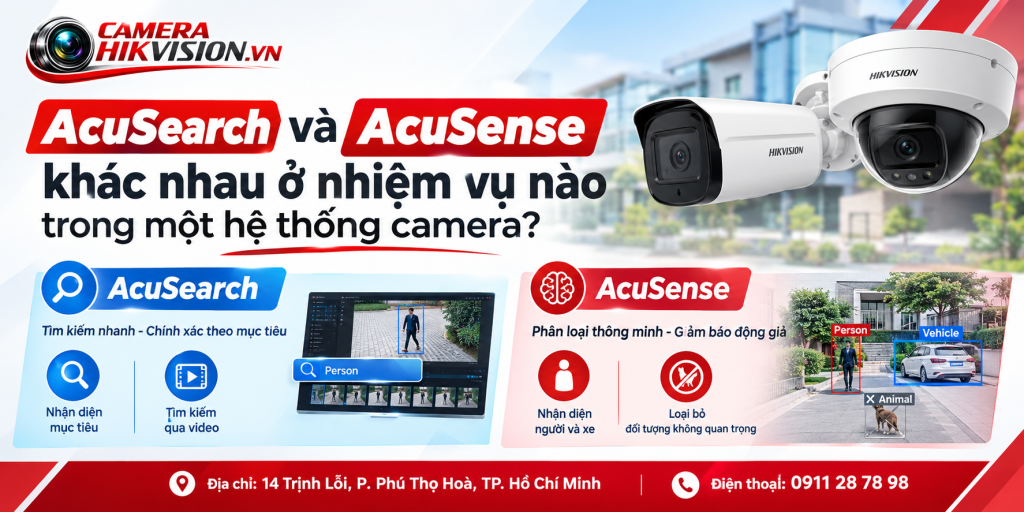 AcuSearch và AcuSense khác nhau ở nhiệm vụ nào trong một hệ thống camera?