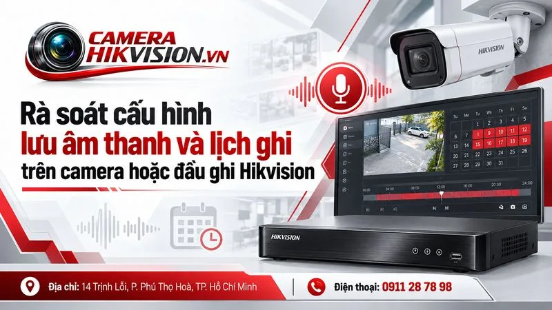 Rà soát cấu hình lưu âm thanh và lịch ghi trên camera hoặc đầu ghi Hikvision