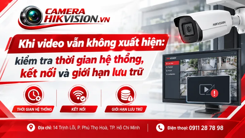 Khi video vẫn không xuất hiện: kiểm tra thời gian hệ thống, kết nối và giới hạn lưu trữ