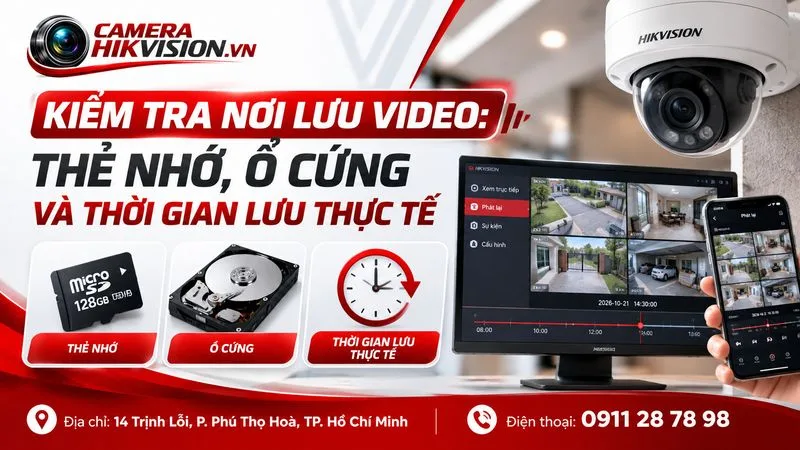 Kiểm tra nơi lưu video: thẻ nhớ, ổ cứng và thời gian lưu thực tế