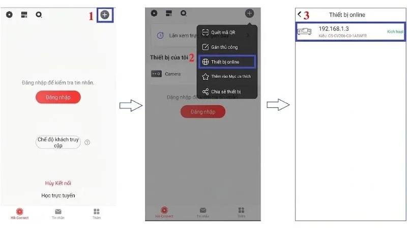 Cách 3: Đối chiếu ứng dụng Hik-Connect và phần mềm quản lý