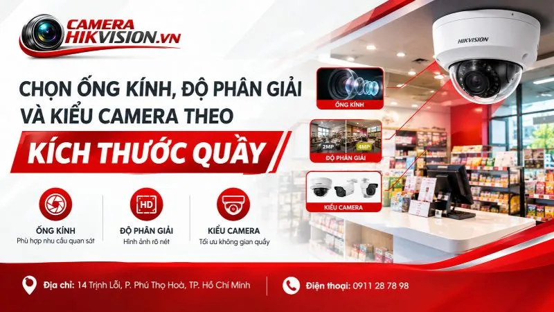 Chọn ống kính, độ phân giải và kiểu camera theo kích thước quầy
